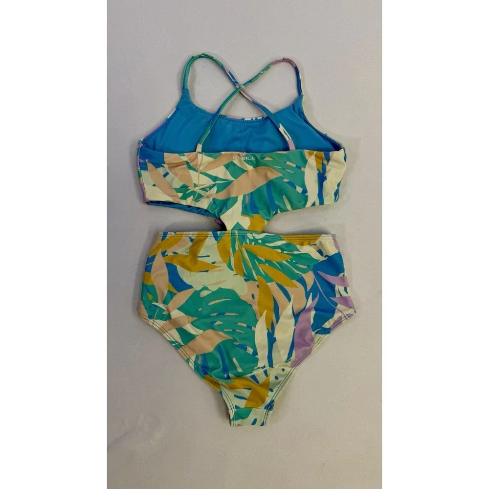 O'NEILL Girls Atlas Knot One Piece Botanical Print Swimsuit Sz 10